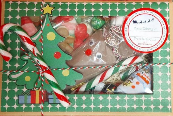 Christmas Gift Box With Reindeer Drinking Chocolate Cone